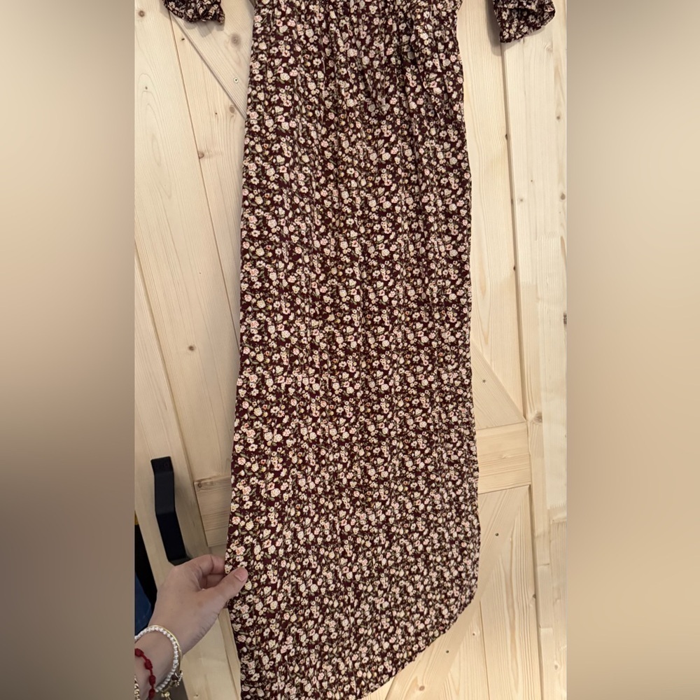 LunaChix Floral Tie-Front Maxi Dress - Boho Short Ruffle Sleeve - XS - Picture 6 of 13